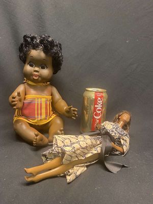Shindana Doll 1968 & Mattel Black Barbie 1966 Taiwan
Keywords: Black Americana;Antique;Collectable;Black Doll;Barbie;eldred;allcpgphotos