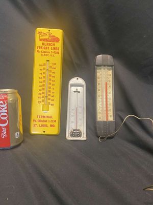 (3) Thermometers - Vintage Ulrich Freight Lines, Hussman & Indoor Outdoor 
Keywords: Antique;Collectable;Advertising Thermometers;eldred;allcpgphotos
