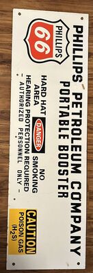 Phillips Petroleum Company Oil Platform Sign Phillips 66 Caution Poison Gas Porcelain Sign 
Keywords: Collector Books;Collector's Guides Antique;Collectable;eldred;allcpgphotos