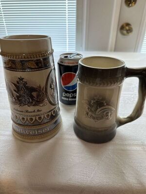 Anheuser Busch Budweiser Steins, Staffel Stoneware Budweiser Stein & Grey & Beige Anheuser Busch Logo Stein/Mug Unmarked
Keywords: Vintage;Anheuser Busch Budweiser Steins;Staffel Stoneware Budweiser Stein;Grey & Beige Anheuser Busch Logo Stein/Mug Unmarked;Breweriana;eldred;allcpgphotos