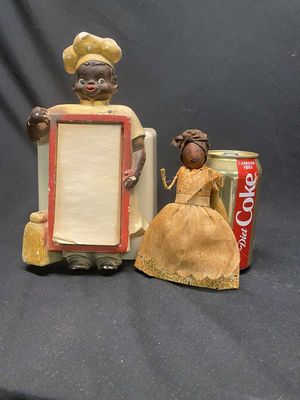 Antique Mammy Nut Doll & Black Chalkware Chef Wall Notepad
Keywords: Black Americana;Antique;Collectable;Chalkware;Mammy;eldred;allcpgphotos