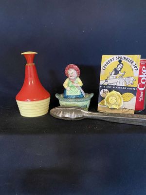 Vintage Laundry Collectables - Gothamware Clothes Sprinkler, Yellow Rose Sprinkler Head, Laundry Tongs & Occupied Japan Salt & Pepper Shakers
Keywords: Vintage;Collectables;Laundr;, Gothamware;Sprinkler Head;Laundry Tongs;Occupied Japan;S & P Shakers;eldred;allcpgphotos