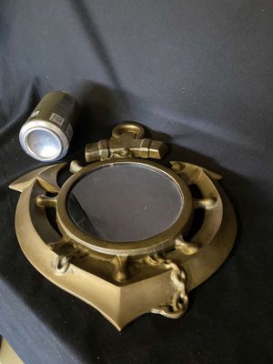 Vintage Brass Nautical Wheel Anchor Mirror
Keywords: Vintage;Brass;Nautical;Wheel;Anchor;Mirror;eldred;allcpgphotos