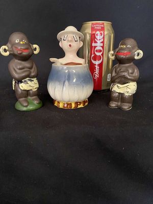 Vintage Black Americana Livingston Cooking in Mustard Pot & Black Native Salt & Pepper Shakers (4) Piece Set
Keywords: Antique;Vintage;Black Americana;Livingston;Natives;S & P;eldred;allcpgphotos