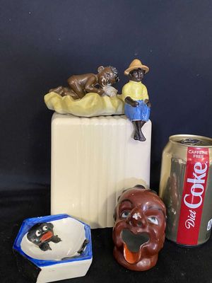 (3) Black Americana Made in Japan Black Boy Ashtrays & Black Boy Shelf Sitter
Keywords: Antique;Vintage;Black Americana;Ashtray;Japan;Shelf Sitter;eldred;allcpgphotos