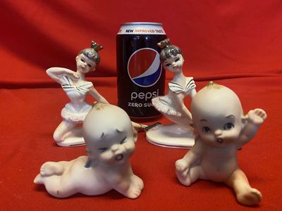 (2) Vintage Porcelain Kewpie Dolls Piano Babies & Pair Matching Porcelain Ballerina Figurines
Keywords: Antique;Vintage;Kewpie Dolls;Piano Babies;Porcelain Figurines;Ballternias;eldred;allcpgphotos