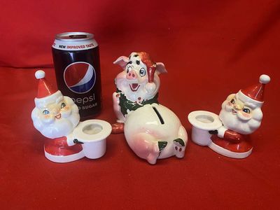 Vintage Holt Howard Santa Candle Holders - Rare Holt Howard Christmas Decor & Kreiss Christmas Santa Piggy Bank
Keywords: Vintage;Holt Howard;Santa;Candlestick Holders;Christmas;Decor;Kreiss;Piggy Bank;eldred;allcpgphotos