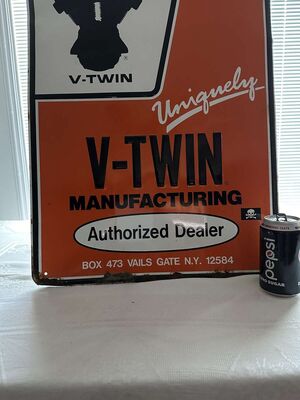 Vintage V-Twin Manufacturing Advertising Sign,V-Twin  Authorized Dealer, NY Sign
Keywords: Vintage;Advertising;Sign;V-Twin;Manufacturer;Dealer Sign;NY;eldred;allcpgphotos